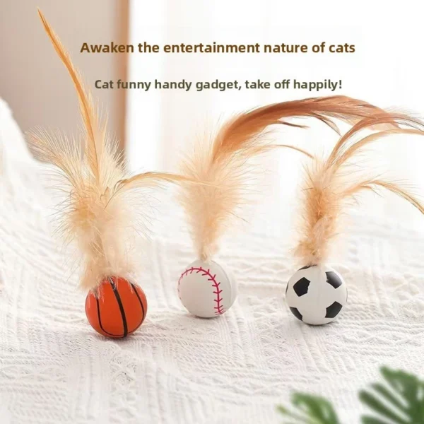 sg-11134201-7rdyd-mchb6sttfdc043 Set of 3 Cat Bouncy Ball with Feathers